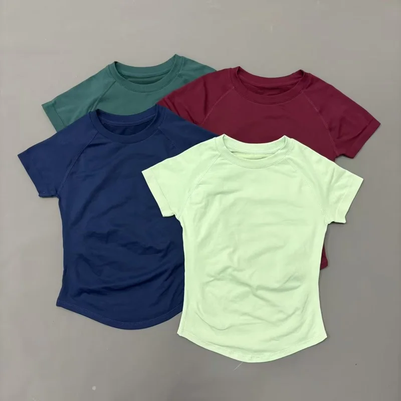 HISTELLO Df Solid Color Sports Short Sleeve Top Women Seamless Yoga Clothing Fitness T Shirts Gym Leotard Workout Sports Vest
