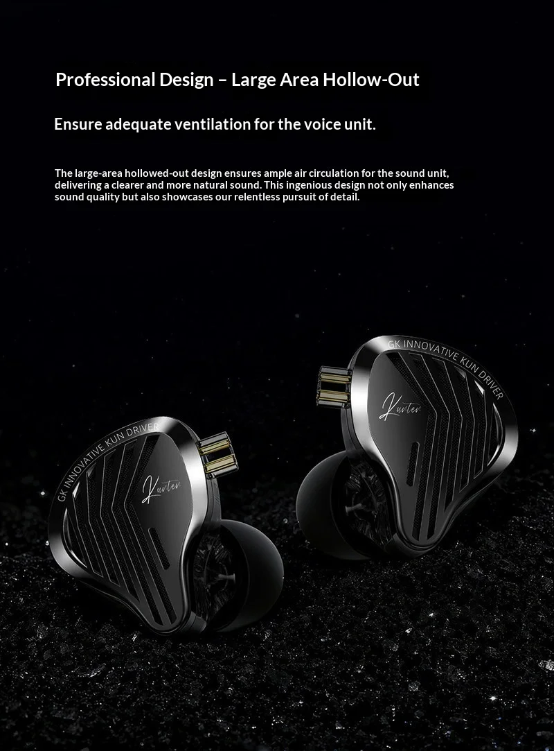 GK KUNTEN PRO HiFi In Ear Earphones Second Gen KUN Dynamic Driver Long Stroke Bass Wired Headset For Music Audiophiles