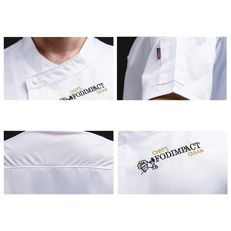 Abrigo de Chef para hombre, chaqueta de cocina occidental para restaurante, uniforme de Catering para Hotel, camisa de camarero de manga corta, monos transpirables