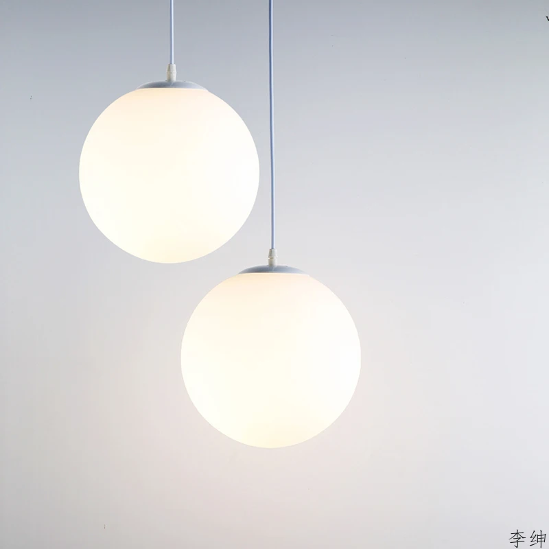 Imagem -05 - Bola de Acrílico Branco Pendurado Luzes Pingente Simples Led Cozinha Luminárias Suspensão Lâmpada Decoração Industrial Iluminação Interior Luminária