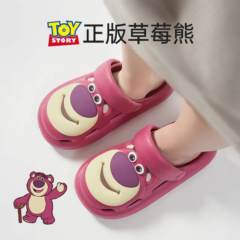 Disney Kawaii animation peripheral Lotso clogs thick-soled outer wear Baotou cute two-wear sandals and slippers gift wholesale