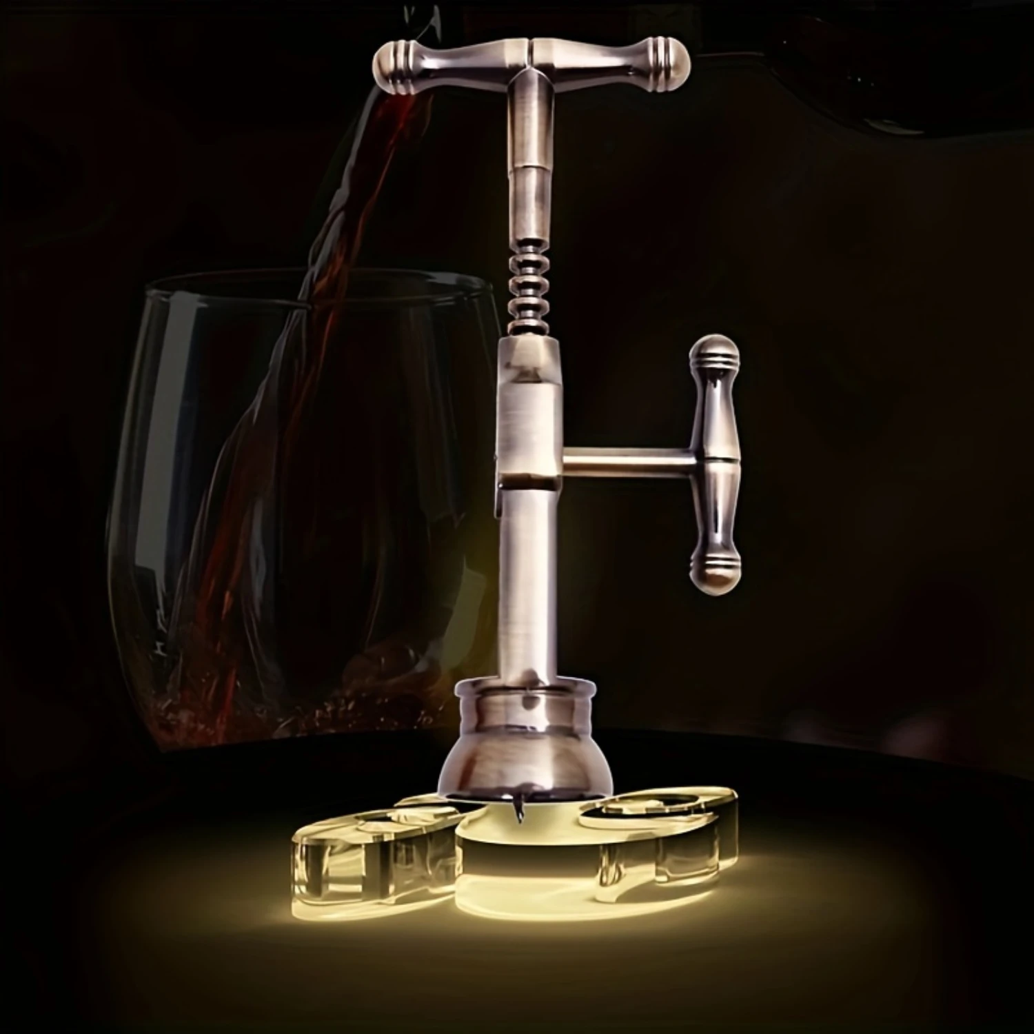 

1pc Vintage Zinc Alloy Wine Bottle Opener, 7.48 Inches Retro Metal Corkscrew, Multifunctional Bottle Opener With 3.15-inch Hand