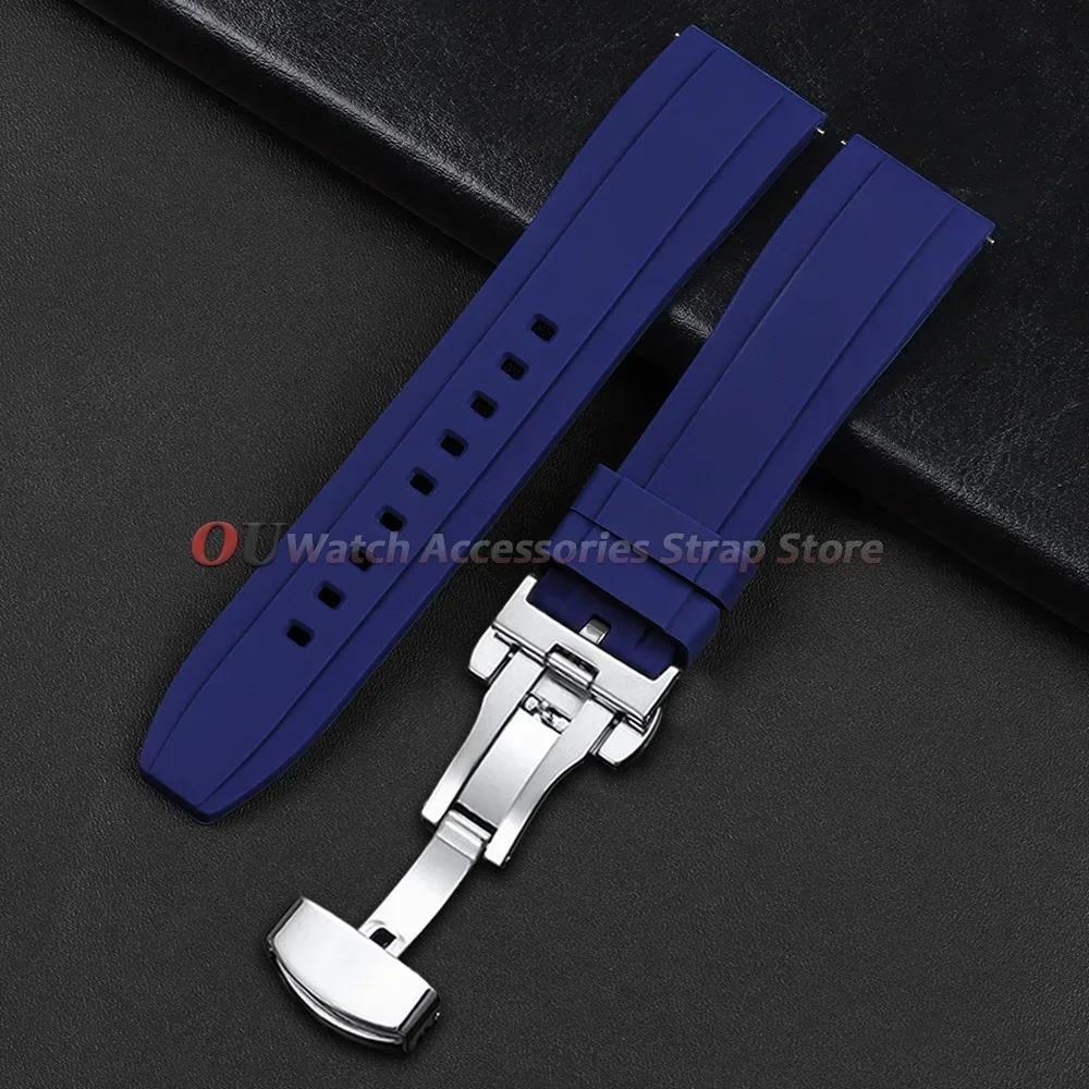 Silikon-Uhrenarmband 20mm 22mm für Seiko für Rolex für Omega Schnellverschluss-Uhrenarmband Schmetterlingsverschluss Gummi Damen Herren Armbänder – Detail 14