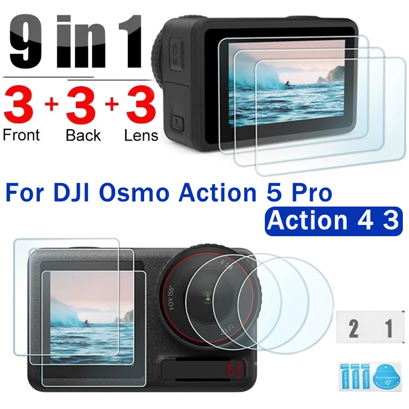 Защитное стекло 9 в 1 для DJI Action 5 Pro Action 4 3