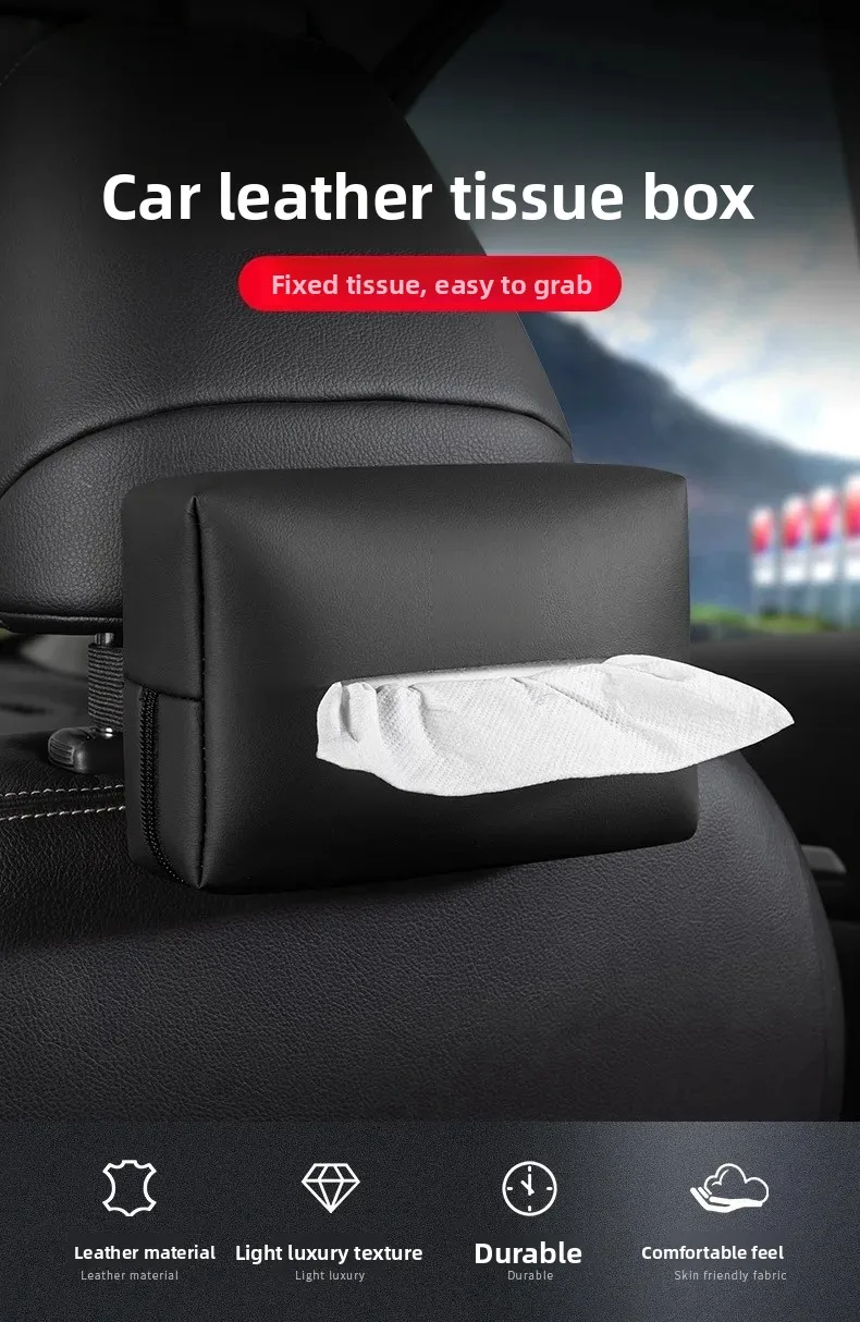 Auto-Taschentuchbox, Taschentuchpackung für die Armlehne, zum Aufhängen an der Rückseite des Autositzes, Taschentuchbeutel für die Sonnenblende, Aufbewahrung für die Innenausstattung des Autos – Detail 1