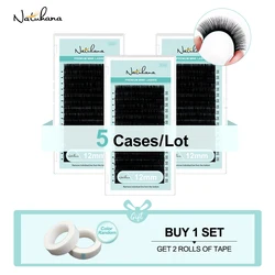 NATUHANA 5 casos/lote 16 filas extensión de pestañas Premium mate negro Individual visón Natural suave pestañas postizas maquillaje Cilios