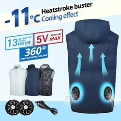 Ventilador de verano para hombre, chaquetas de Moto, chaleco de refrigeración, chaquetas de motorista, chaleco de ventilador, carga USB, ropa de Camping, chaleco de refrigeración para pesca