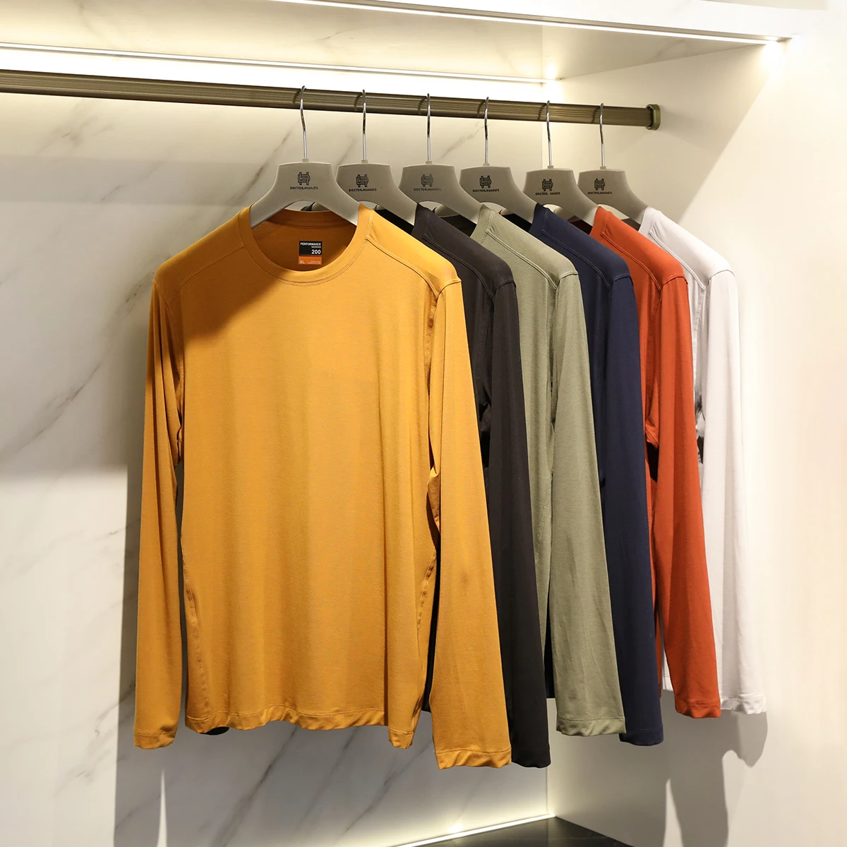 

2025 Spring New Men's City Outdoor Leisure Sports Lyocell Wool Blended Long Sleeve T-Shirt Bottom Shirt