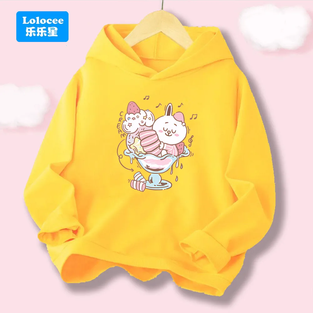 3-14 Jahre Kinder Niedlichen Cartoon Eis Kaninchen Hoodie Kleidung Mädchen Tops Frühling Herbst Kinder Pullover Sweatshirt BQL1
