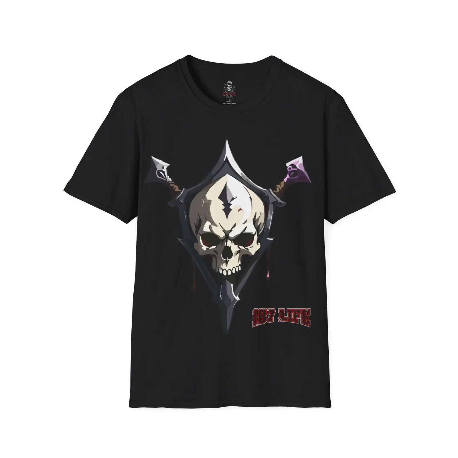 

187 LIFE white skull with swords Softstyle T-Shirt