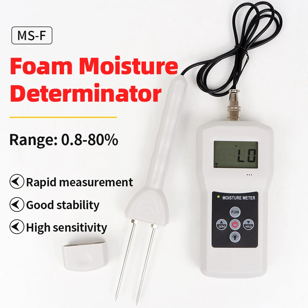 

MS-F Two Pins Digital Foam Moisture Meter LCD Display Sponge Humidity Tester Hygrometer Packing Industry Damp Detector