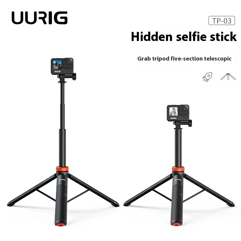 Original VRIG TP03 Sports Camera Selfie Stick 130cm Action Camera Tripod Stand Phone Tripod For Insta360 GoPro iPhone Samsung