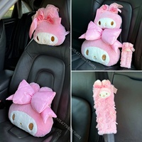 Sanrio My Melody Headrest Back Cushion Car Accessory Seat Belt Cover Cute Anime Sofa Bed Back Cushion Pillow Home Decor Girl