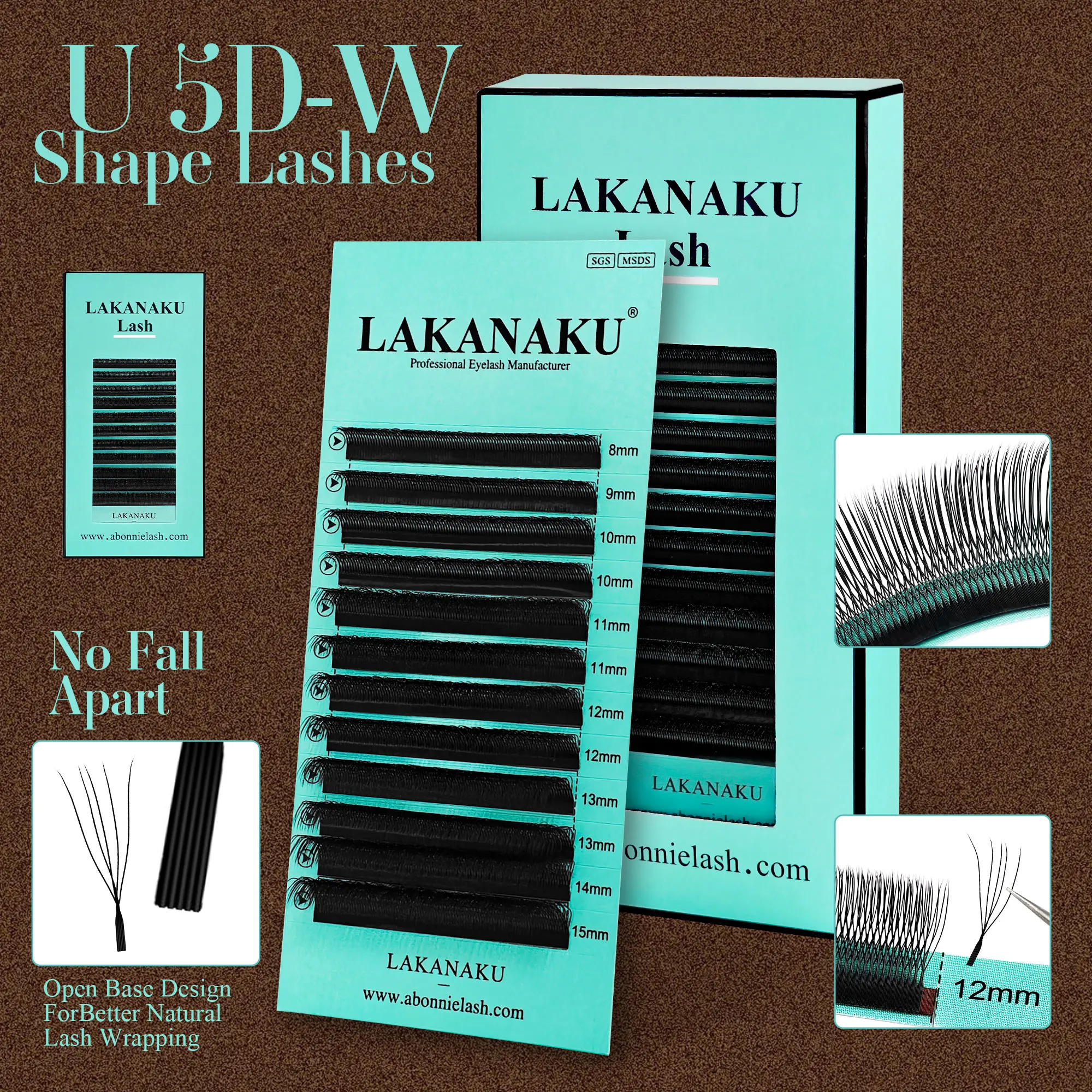 LAKANAKU Cilios U Shape 5D W Lashes Brazilian W-shaped Lash Bundles Speedy Clover Cilios Premade Fans Lash Extensions