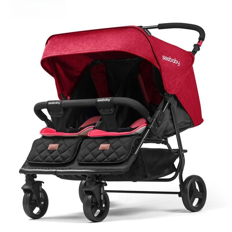 High View Twin Baby Stroller Can Sit and Lie Down and Fold Double Stroller Second Baby Stroller