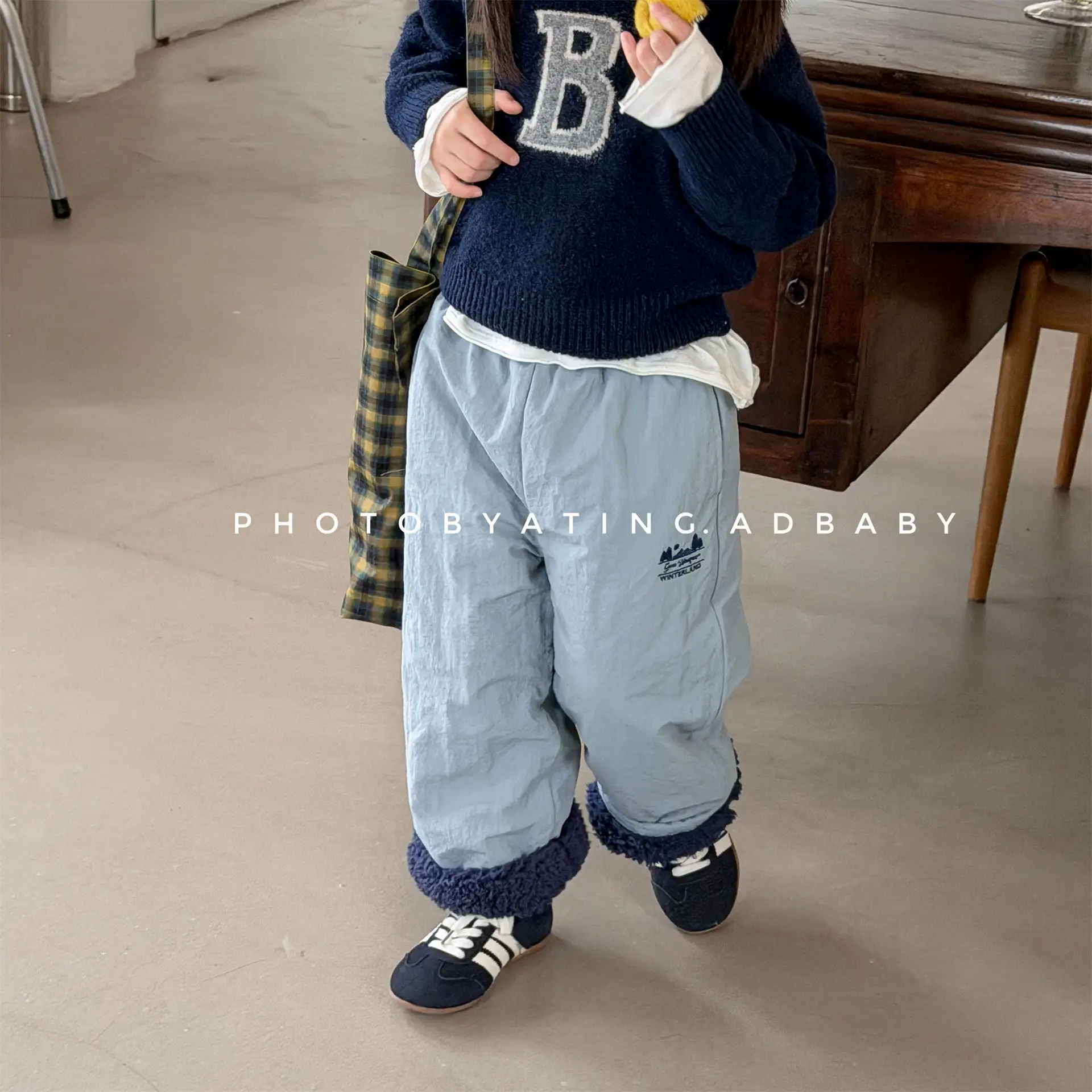 2026 Winter New Children Plus Velvet Thick Pants Boys Girls Padded Pants Baby Loose Trousers Kids Warm Pants Baby Fleece Pants