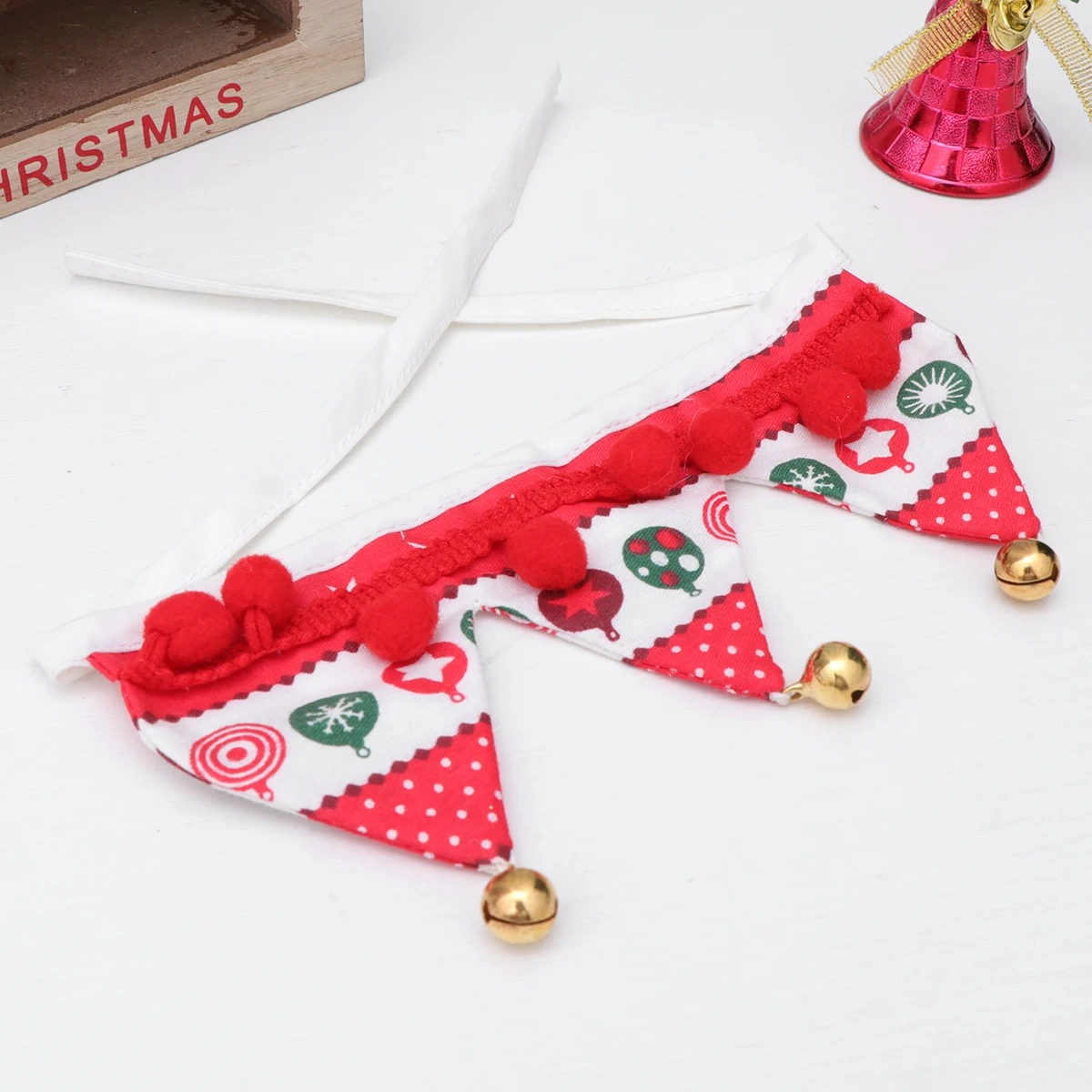 

Christmas Costumes Bell Scarf Cat Collar Triangle Decorations Dog Accessories Girl Jingle