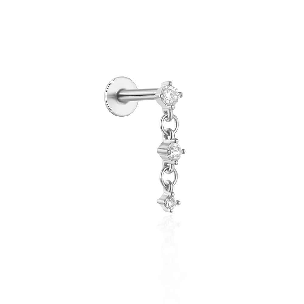 CANNER 1 ST 925 Sterling Zilver Achtpuntige Ster CZ Piercing Oorbel Voor Vrouwen Ins Kwastje Ketting Stud oorbel Party Fijne Sieraden