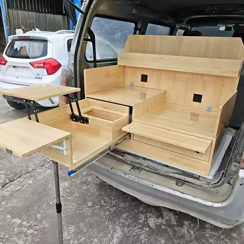 Car Trunk Cabinet Coffee Car Lemon Tea Stall Pizza Mobile Stall Camping Automatic Driving Cooking Table.