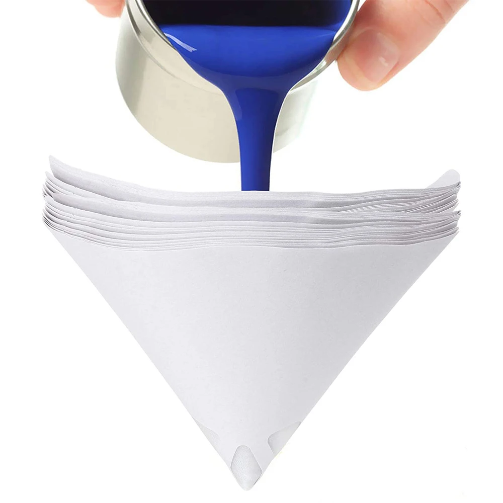 50/100/200 Pcs Disposable Spray Paint Filter Mesh Paper Purifying Straining Funnel Conical Filter Funnel Tool Nylon Micron Paper