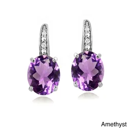 New 925 Sterling Silver Earrings Colorful Gemstone Amethyst 18k Gold Ear Buckle For Woman Charm Jewelry Gift