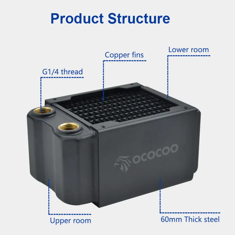 OCOCOO-Radiador de cobre de 80mm, Mini ventilador de 80mm, Enfriador de agua para ordenador, teléfono, procesador, sistemas de bricolaje, accesorios de modelado para PC CRT80T