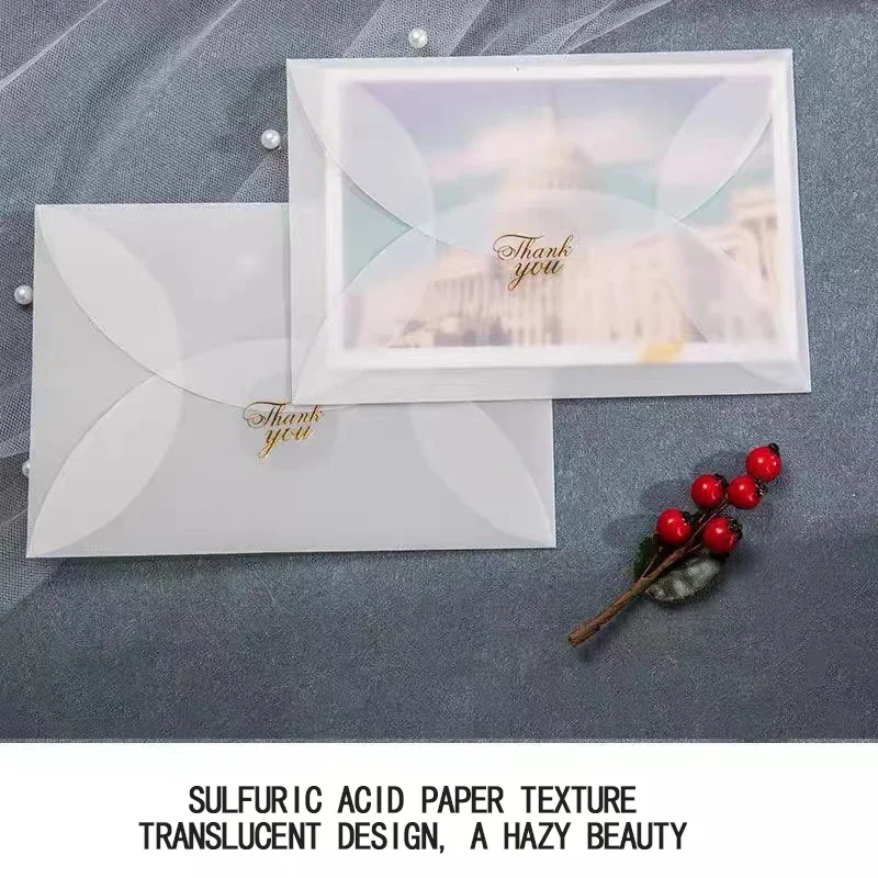 50pcs Petals Blank Translucent Envelope Sulfate Paper DIY Postcard Card Storage Creative Wedding Festival Invitation Packing