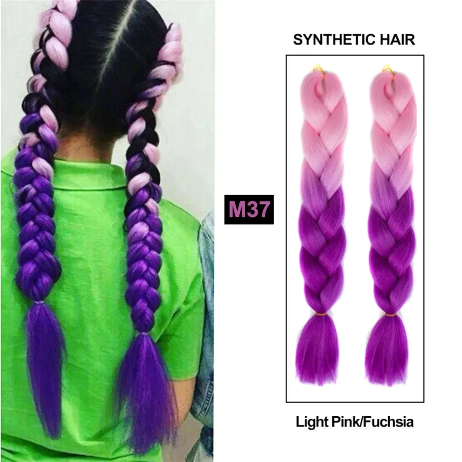 Multicolour 24 Inches Synthetic Fiber Braiding Hair Jumbo Braids Hair Extensions For Women And Cute Girl Big Braids