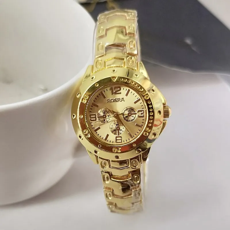 Reloj de cuarzo con esfera de tres ojos para hombre y mujer, reloj de acero Parvenu dorado, reloj informal para pareja, nuevo