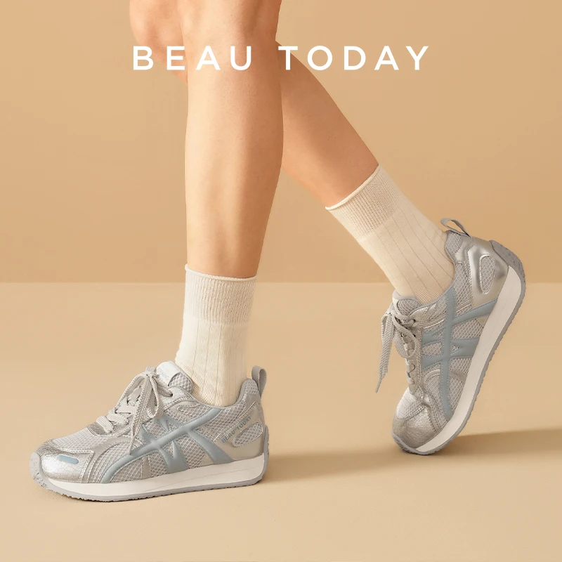BEAUTODAY повседневные кроссовки женские из синтетической кожи с сеткой на шнуровке в стиле пэчворк кроссовки с круглым носком женская спортивная обувь ручной работы 29782