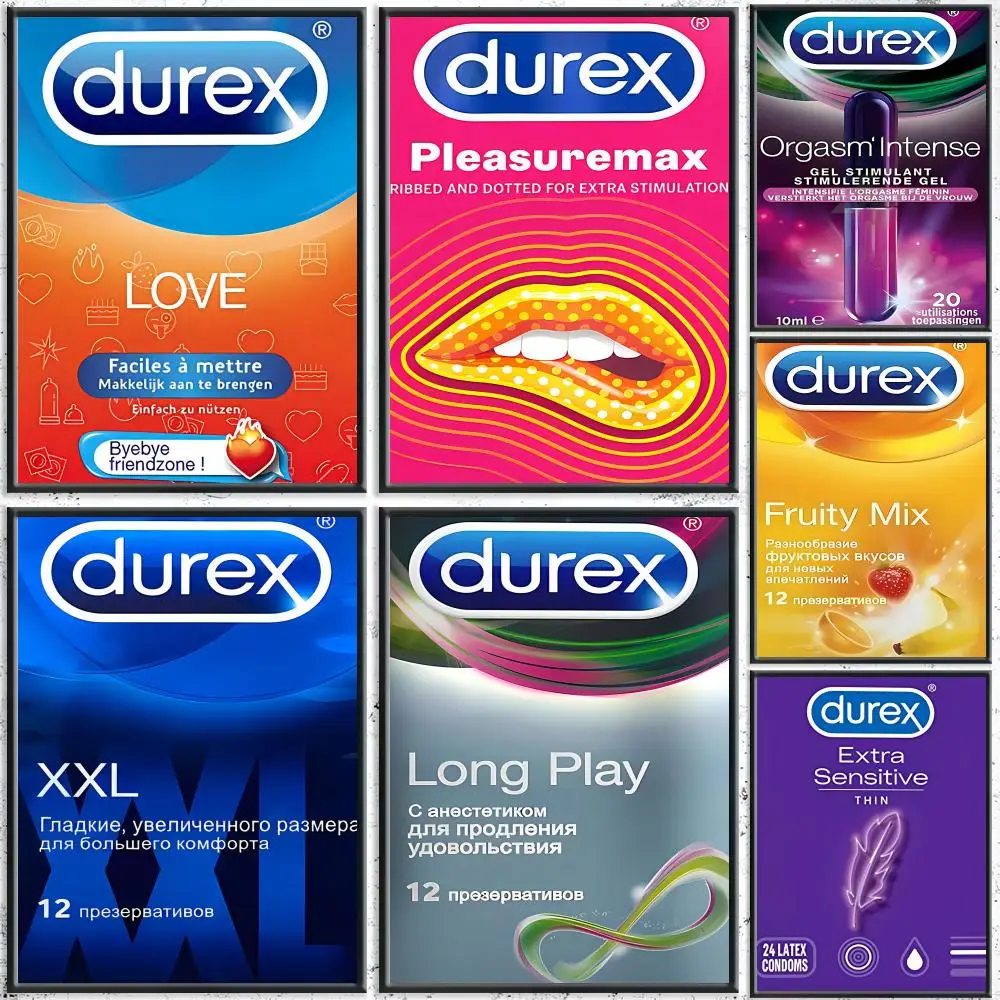 Sexy Condom Brand Painting Calligraphy HD Canvas Poster Crease Free Waterproof All Space Wall Decor