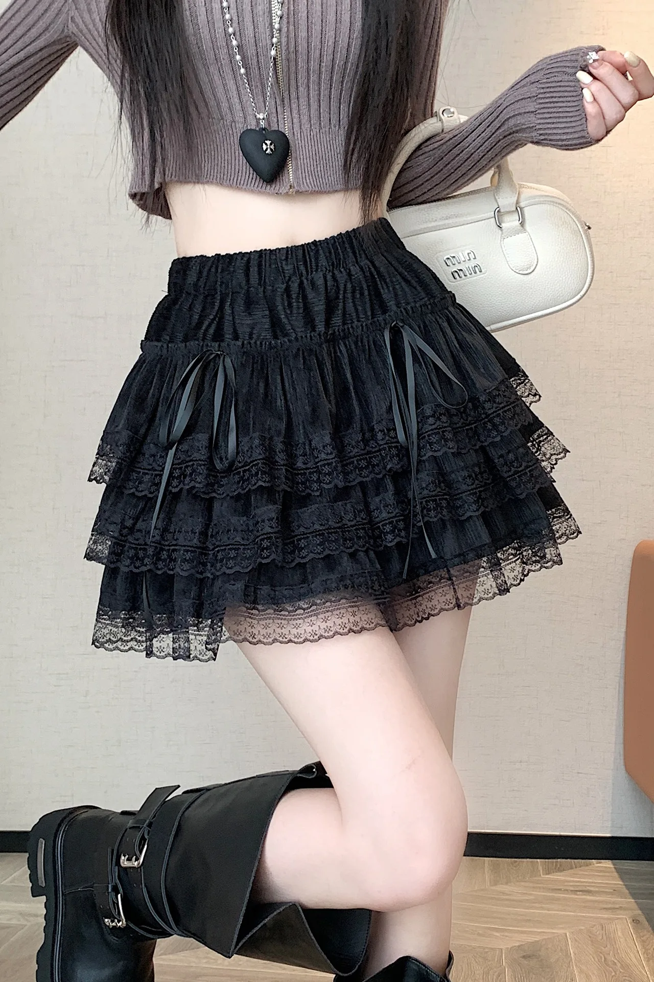 

Юбка в балетном стиле, женская бархатная кружевная сетчатая юбка с дизайном торта, эластичная пышная юбка трапециевидной формы с высокой талией