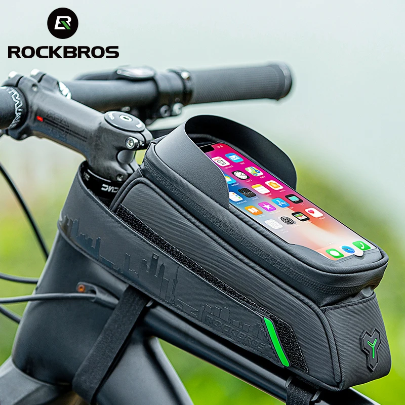 

ROCKBROS Bike Bag Frame Front Top Tube Cycling Bag Waterproof 6.6in Phone Case Touchscreen Bag MTB Pack Bicycle Accessories