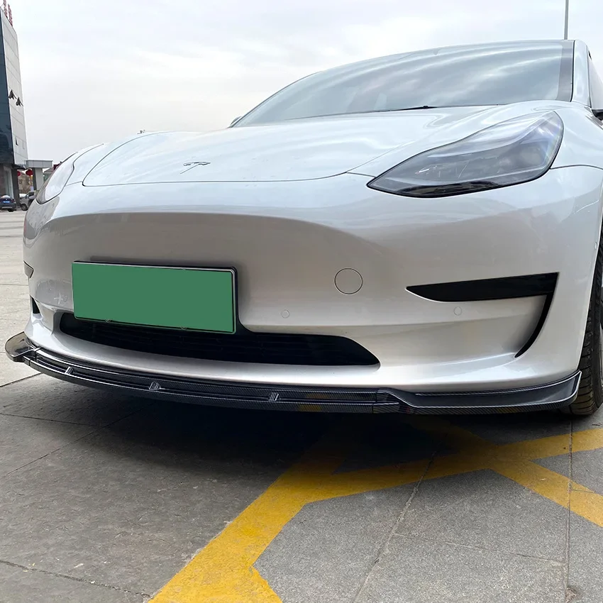 For Tesla Model 3 2017 To Up Maxton Style Front Bumper Lip Cover Splitter Canards Body Kit Spoiler Diffuser Tuning Auto Parts