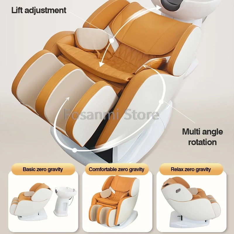 Luxury Automatic Electric  Massage Shampoo Bed Washing Flushing Back Massage Chair Bed With Ceramic Basin Hair  For Hair Salon