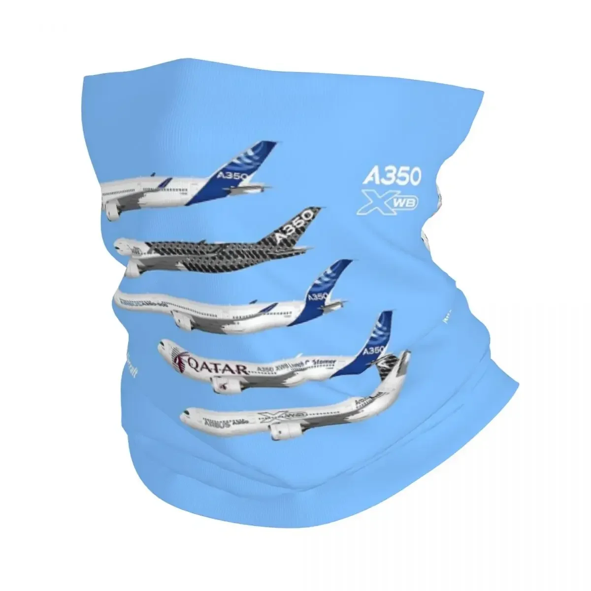 Airbus A350 Test Aircraft Fleet Illustration Bandana Neck Cover Printed Mask Scarf Warm FaceMask Cycling For Men Women Adult