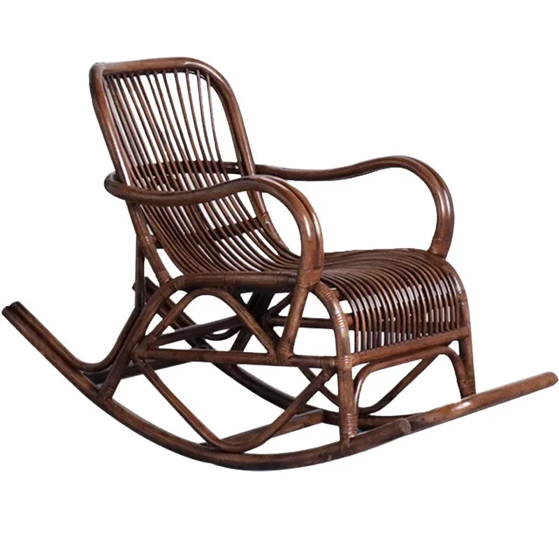 

Rattan chair rocking chair recliner Nordic balcony rocking home leisure elderly real rattan rattan adult lazy