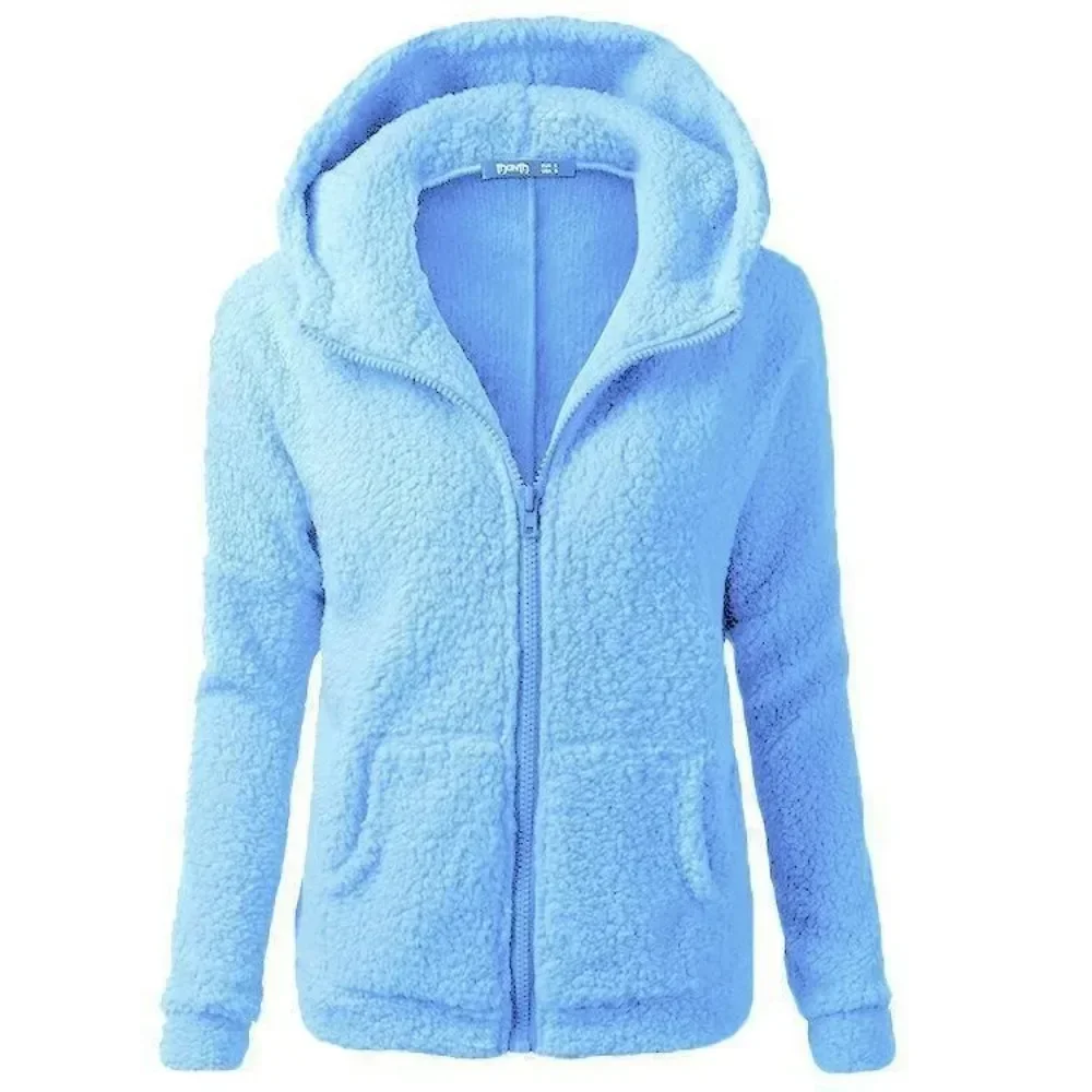 Women Stretchy Soft Long Sleeve Hooded Fleece Jacket Zipper Jumper Overcoat Fashion Tops（S-3XL）