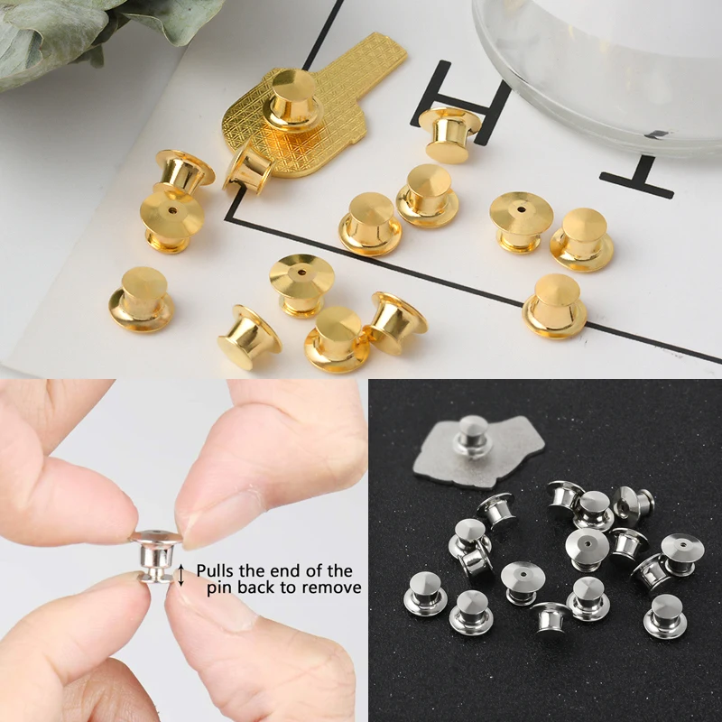 DIY aksesuarları 10 adet/grup Metal altın gümüş renk Deluxe kelebek toka kilit pimleri kapaklar toka emniyet pimi takı bulguları tutun