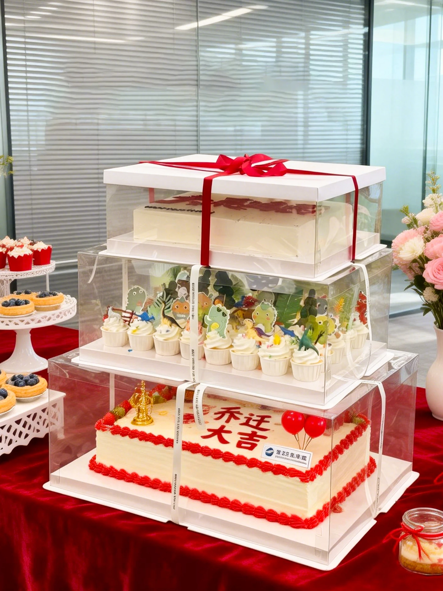 Full Transparent Rectangular Cake Box 16 Inch 22 Inch 28 Inch Opening Celebration Graduation 6040 Super Large Paper Cup Cake Box