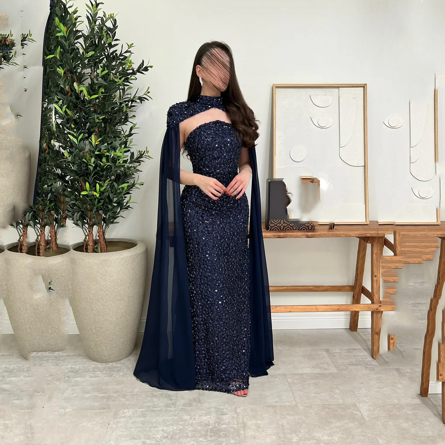 

Lorrtta Женское вечернее платье Robes of Soirée فساتين سهرة Элегантные вечерние платья 2025 Индивидуальная темно-синяя вышивка бисером для выпускного вечера