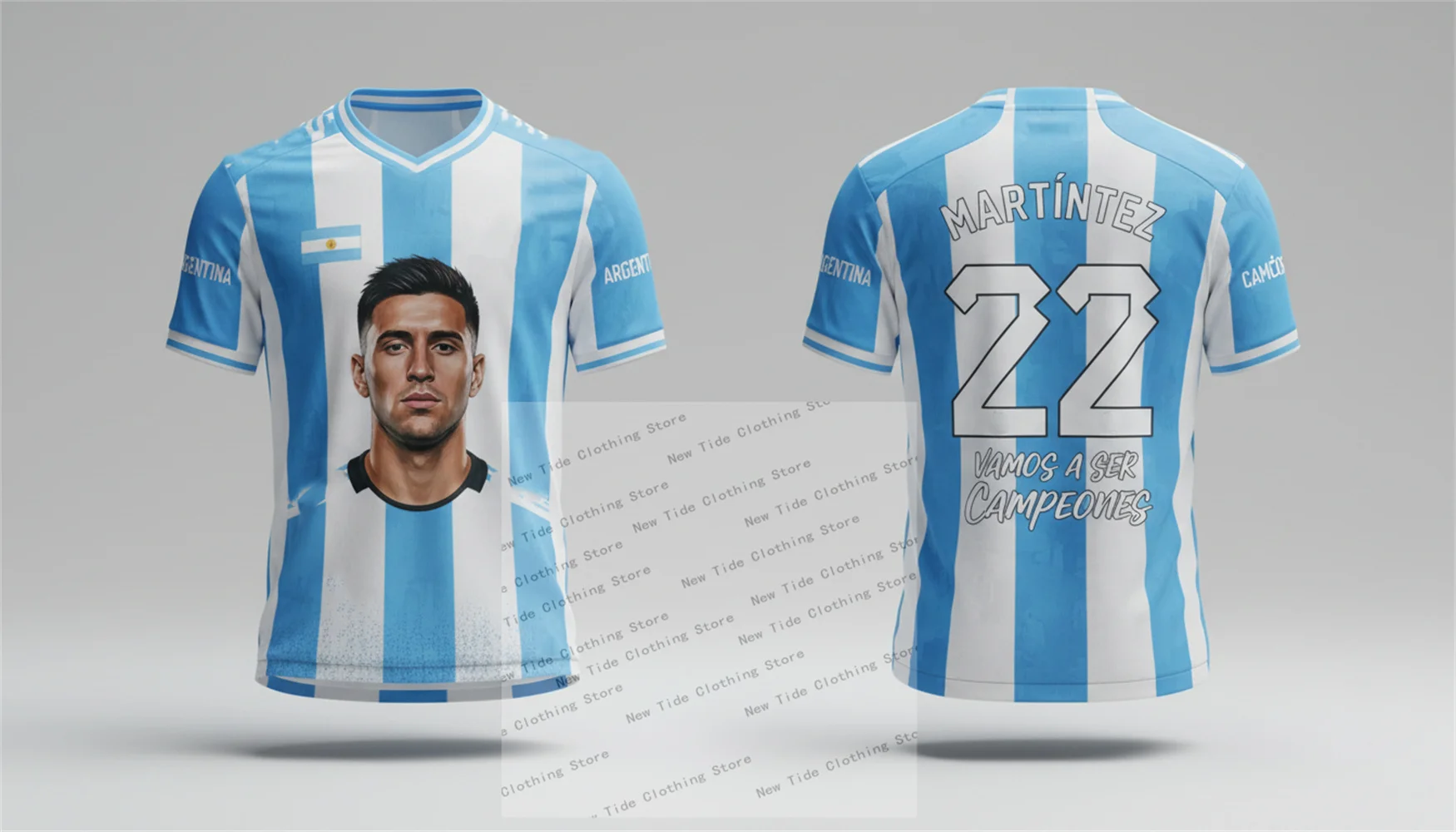الأرجنتين 2026 كرة القدم كرة القدم جيرسي وتي شيرت للرجال المشجعين سوف نكون أبطال - نمط نسخة المعجبين دعم فريقك #5