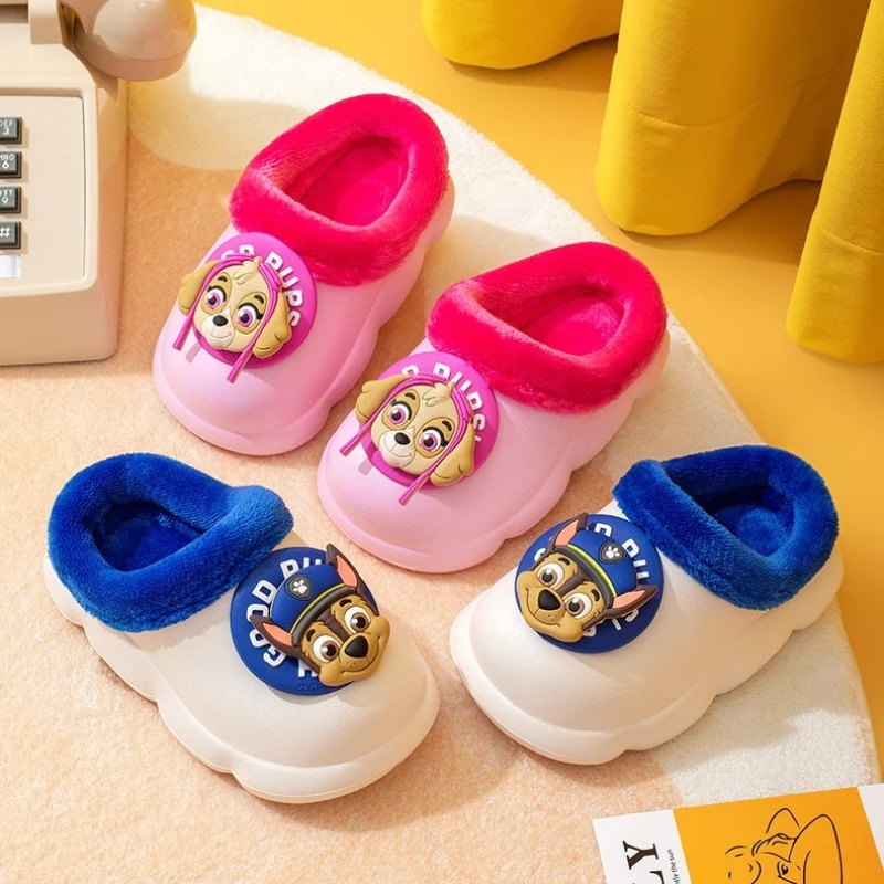 Children's Winter Slippers Warm Plush House Shoes with Classic British Style for Boys & Girls Cozy Winter Plush House Shoes