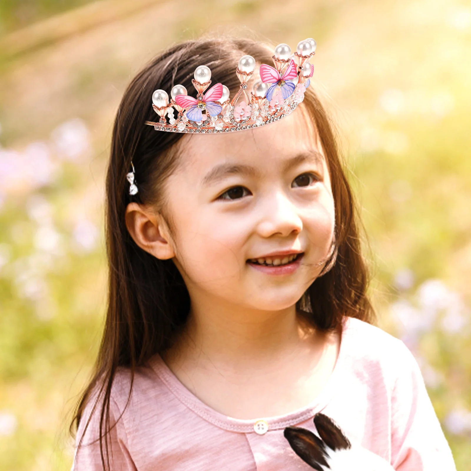 

Обруч для волос с короной-бабочкой, материал премиум-класса для детей, праздничная одежда, подарок для детского душа, креативная повязка на голову, модный головной убор, повязка для волос