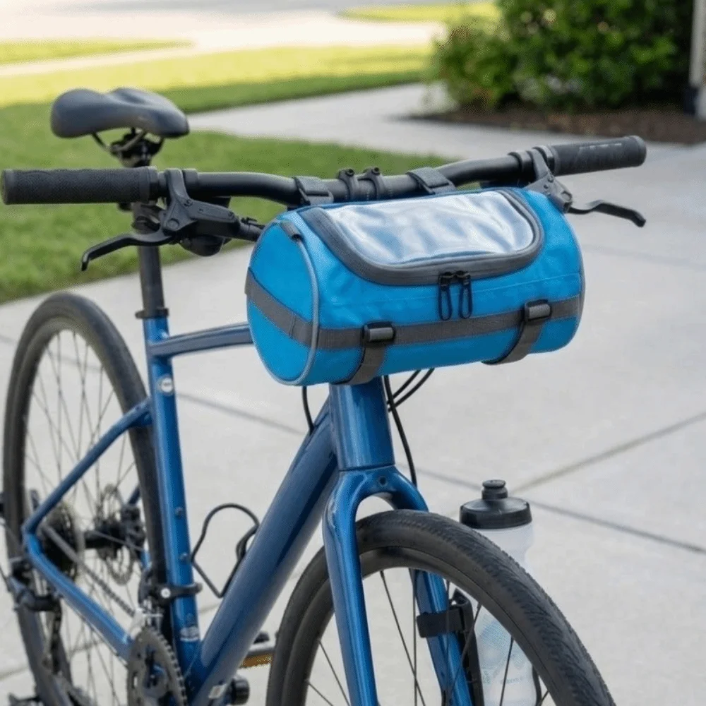 

Waterproof Bike Front Bag Multi-Purpose Zipper Pack Cycling Bag Secure Fit Easy Install Handlebar Bag Motorbike Front