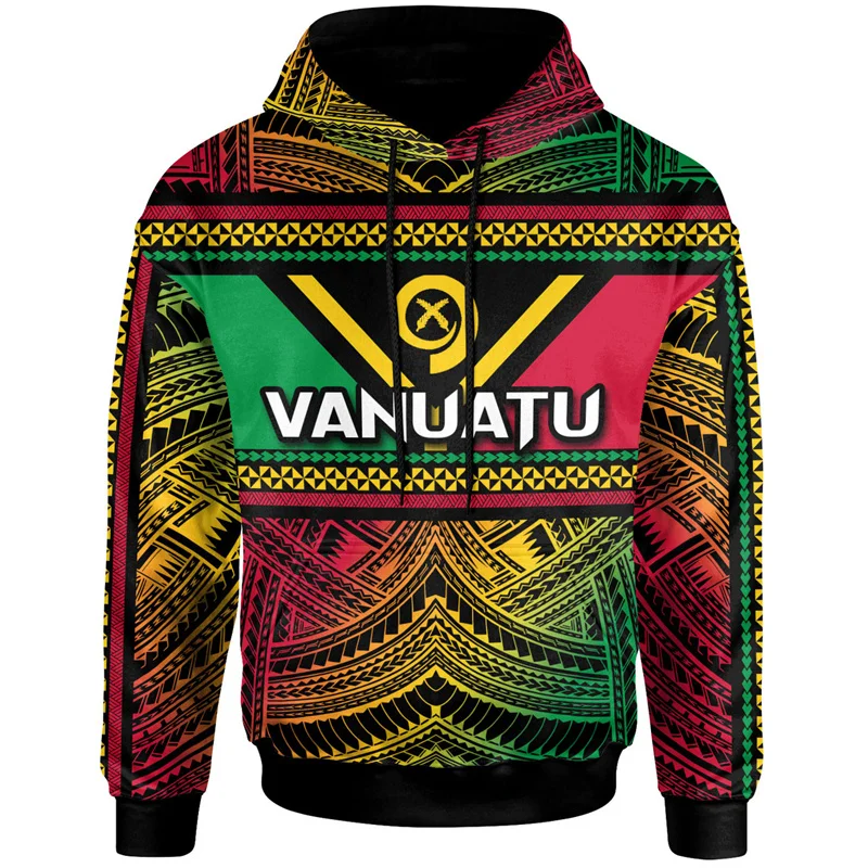 3D Epi Seal Of Vanuatu Polynesian Patterns Print Hoodies For Men Vanuatu Coat Of Arms Graphic Hooded Sweatshirts Clothing Hoodie