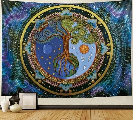 Tree of Life Tapestry Sun Moon Wall Art Tapestry Decoration Photography Background Blanket Curtain Bedroom Living Room Decoratio