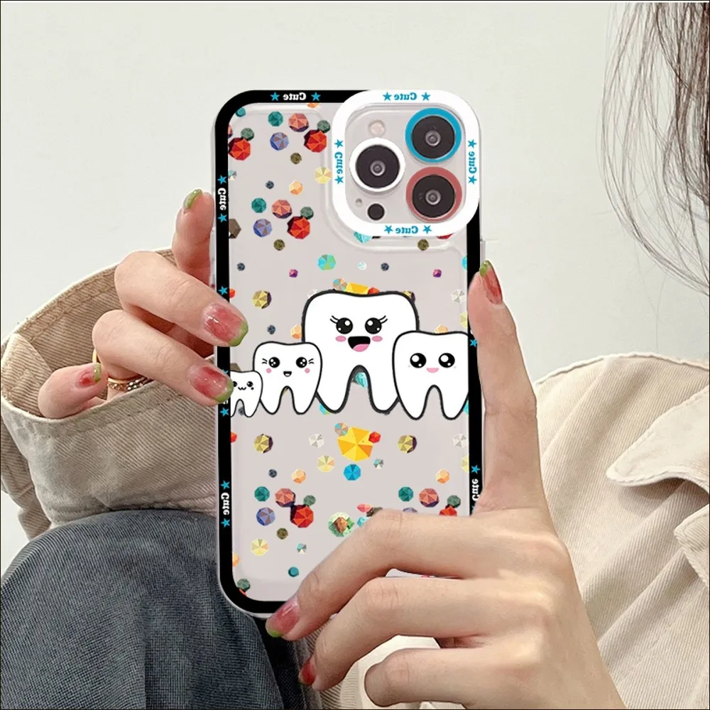 Dentist Teeth Phone Case For iPhone 14 13 12 11 Pro Max Mini X Xs XR 6 7 8 Plus SE 2020 Transparent Case