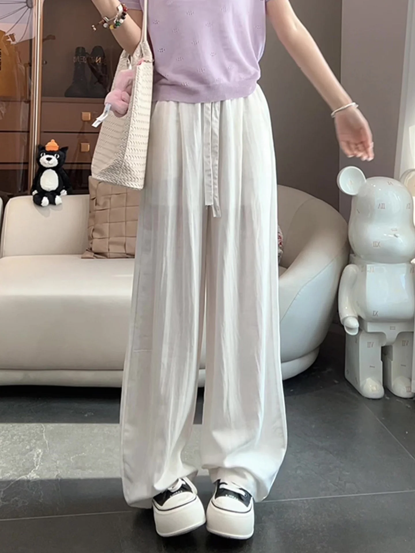 Linen Wide Leg Pants Women Summer Thin New Large Size Casual Loose Fit Versatile Slimming Casual Pants Commute Style High Waist