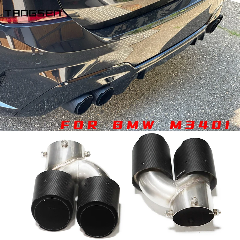 For BMW G20 G21 M340i MPE 2019 2020 2021 Car Exhaust Pipe Carbon Fiber Four Exhaust Tip Muffler Tip Tailpipe Exhaust System